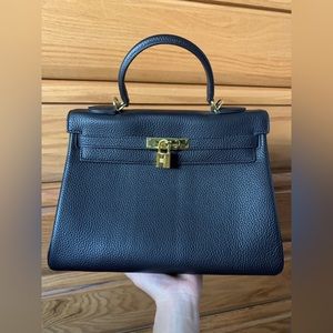 Ainifeel top handle shoulder/crossbody Kelly style leather bag